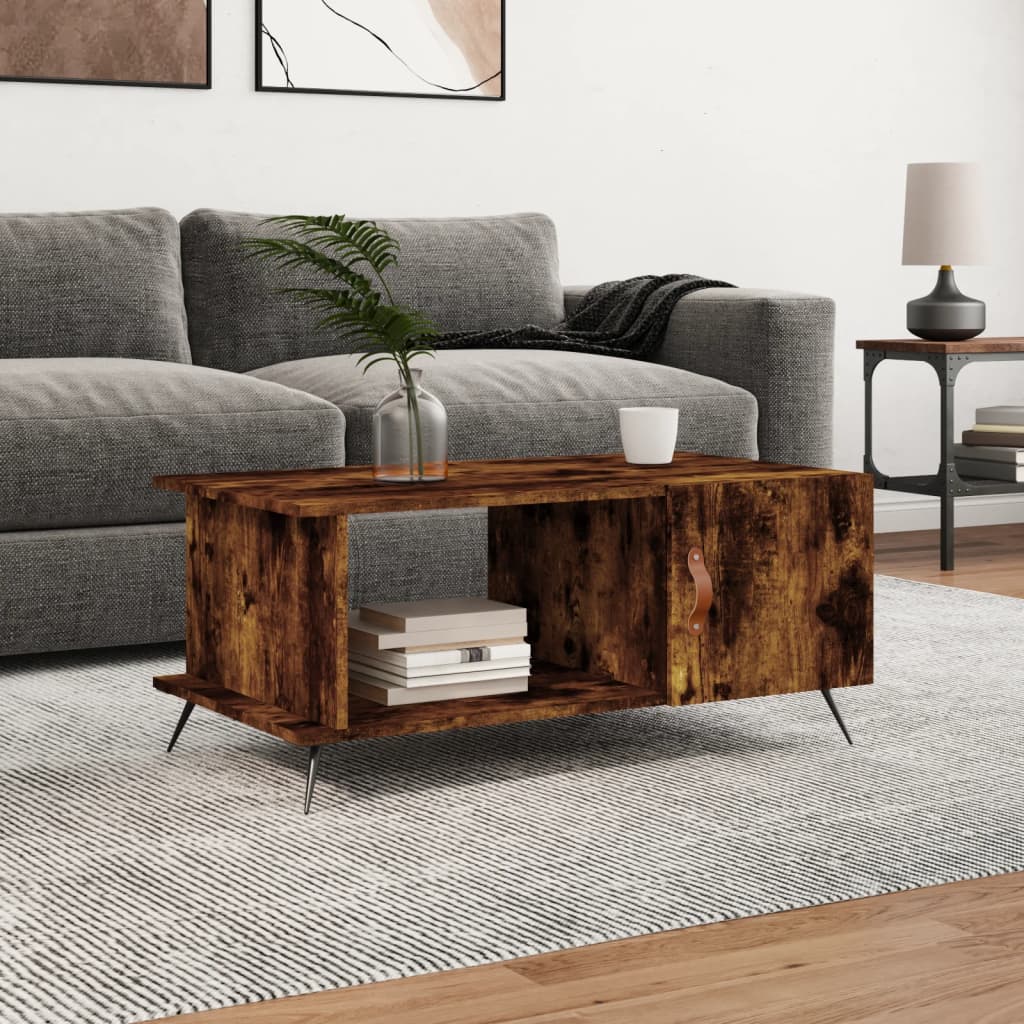 Table basse chêne fumé 90x50x40 cm bois d'ingénierie - XIOS