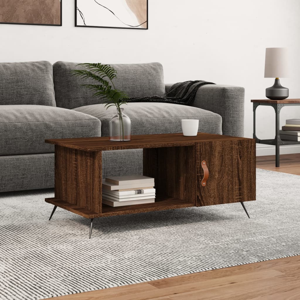 Table basse chêne marron 90x50x40 cm bois d'ingénierie - XIOS