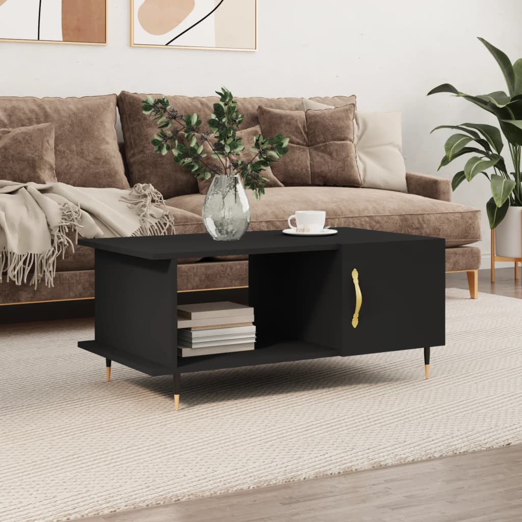 Table basse noir 90x50x40 cm bois d'ingénierie - XIOS