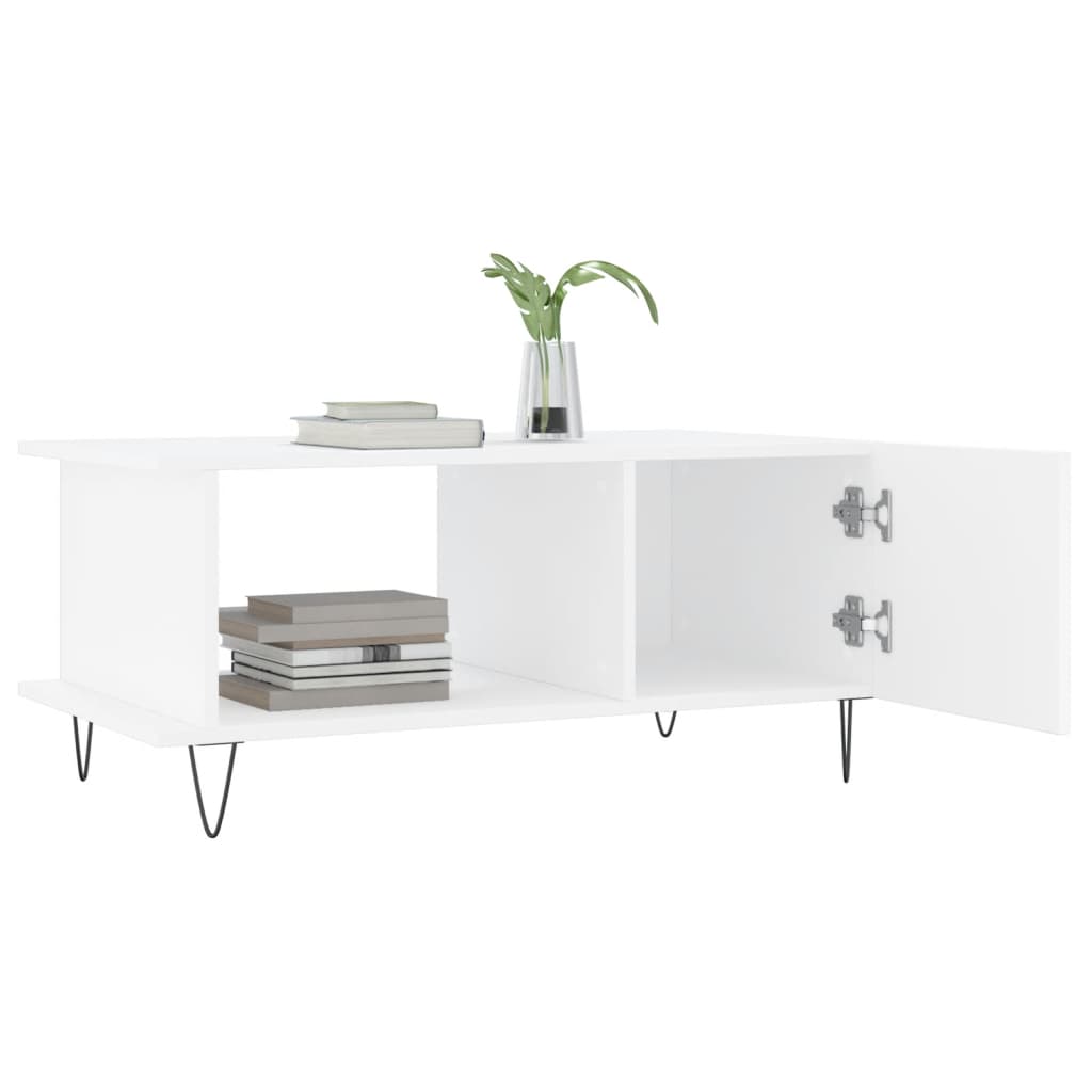Table basse blanc 90x50x40 cm bois d'ingénierie - XIOS