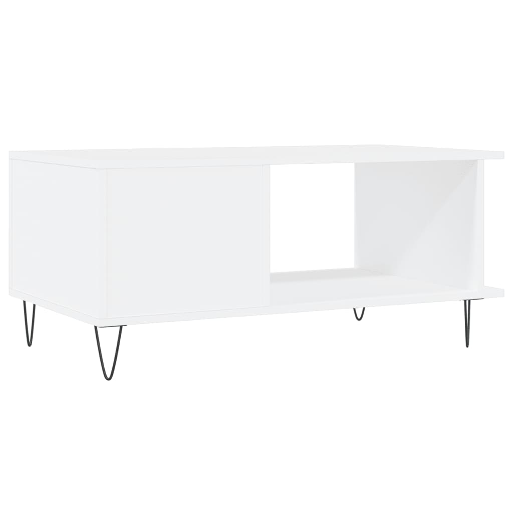 Table basse blanc 90x50x40 cm bois d'ingénierie - XIOS