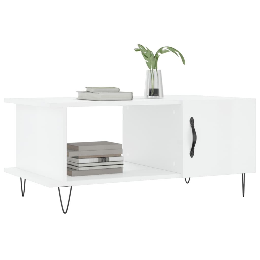 Table basse Blanc brillant 90x50x40 cm Bois d'ingénierie - XIOS