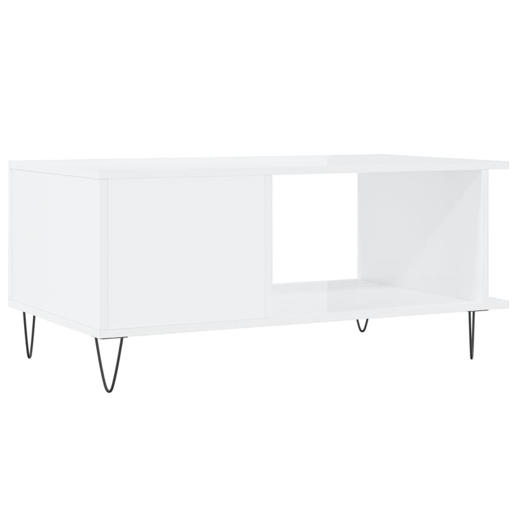 Table basse Blanc brillant 90x50x40 cm Bois d'ingénierie - XIOS