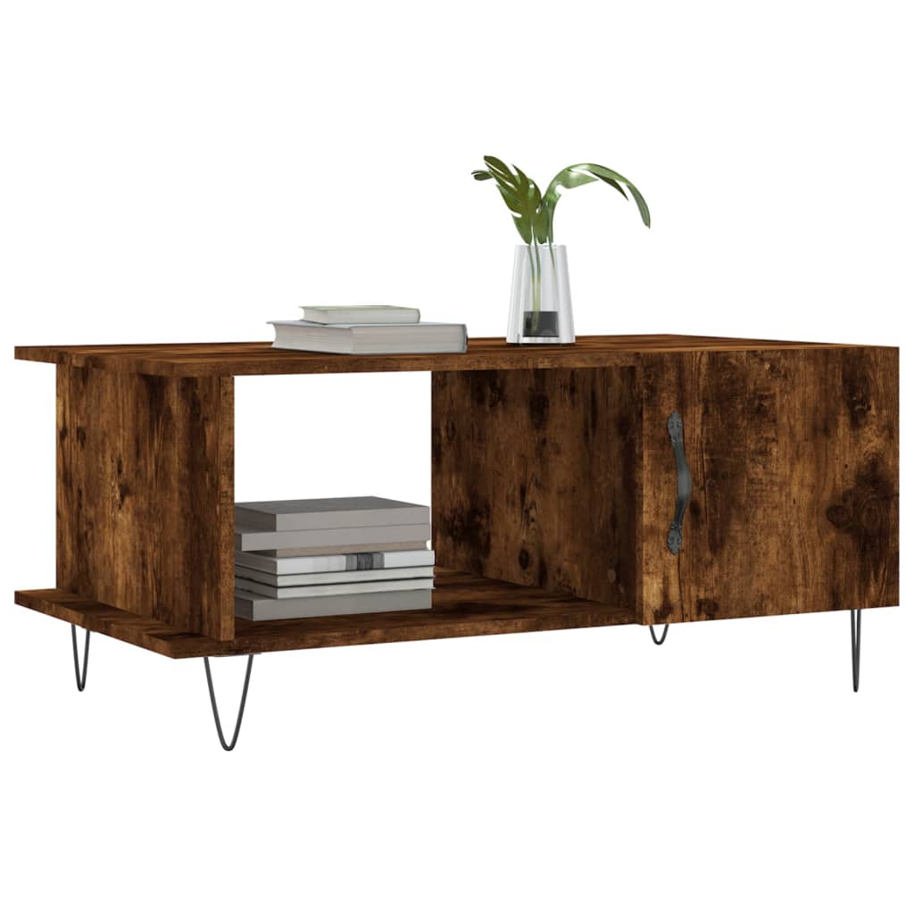 Table basse chêne fumé 90x50x40 cm bois d'ingénierie - XIOS