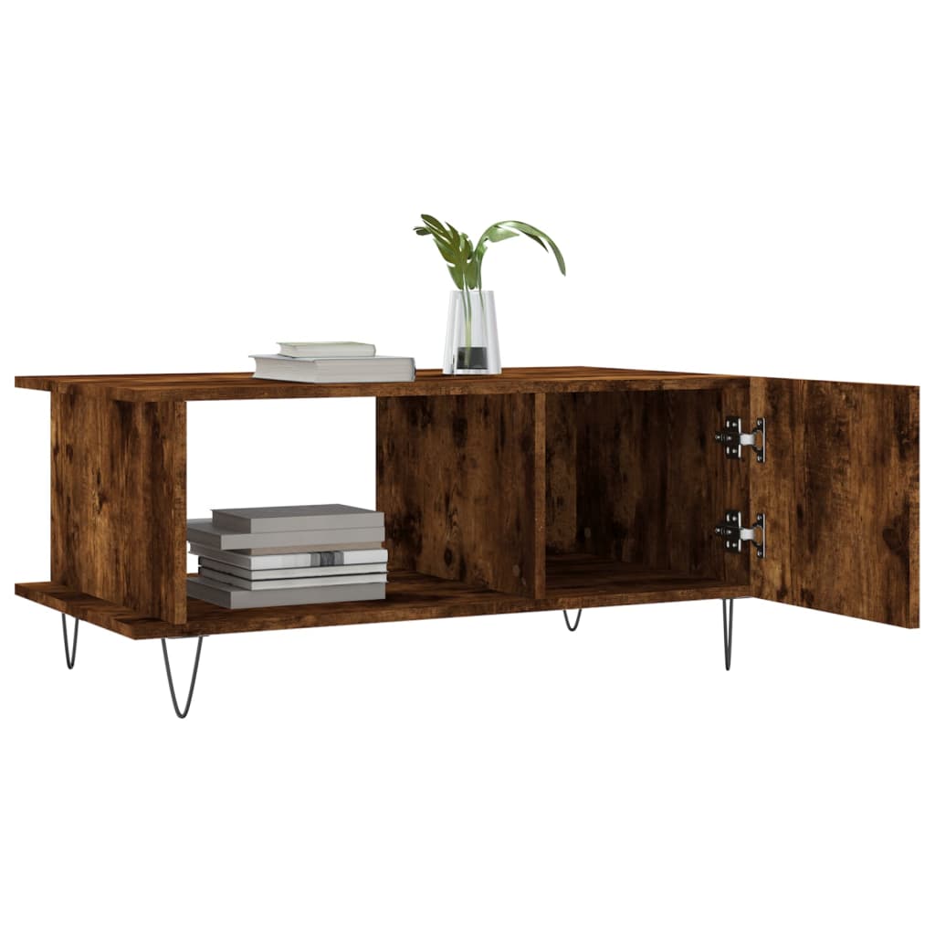 Table basse chêne fumé 90x50x40 cm bois d'ingénierie - XIOS