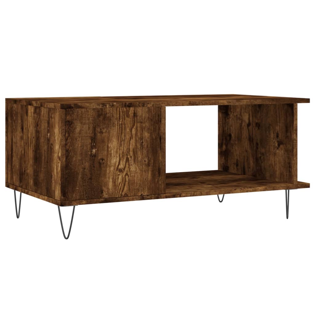 Table basse chêne fumé 90x50x40 cm bois d'ingénierie - XIOS