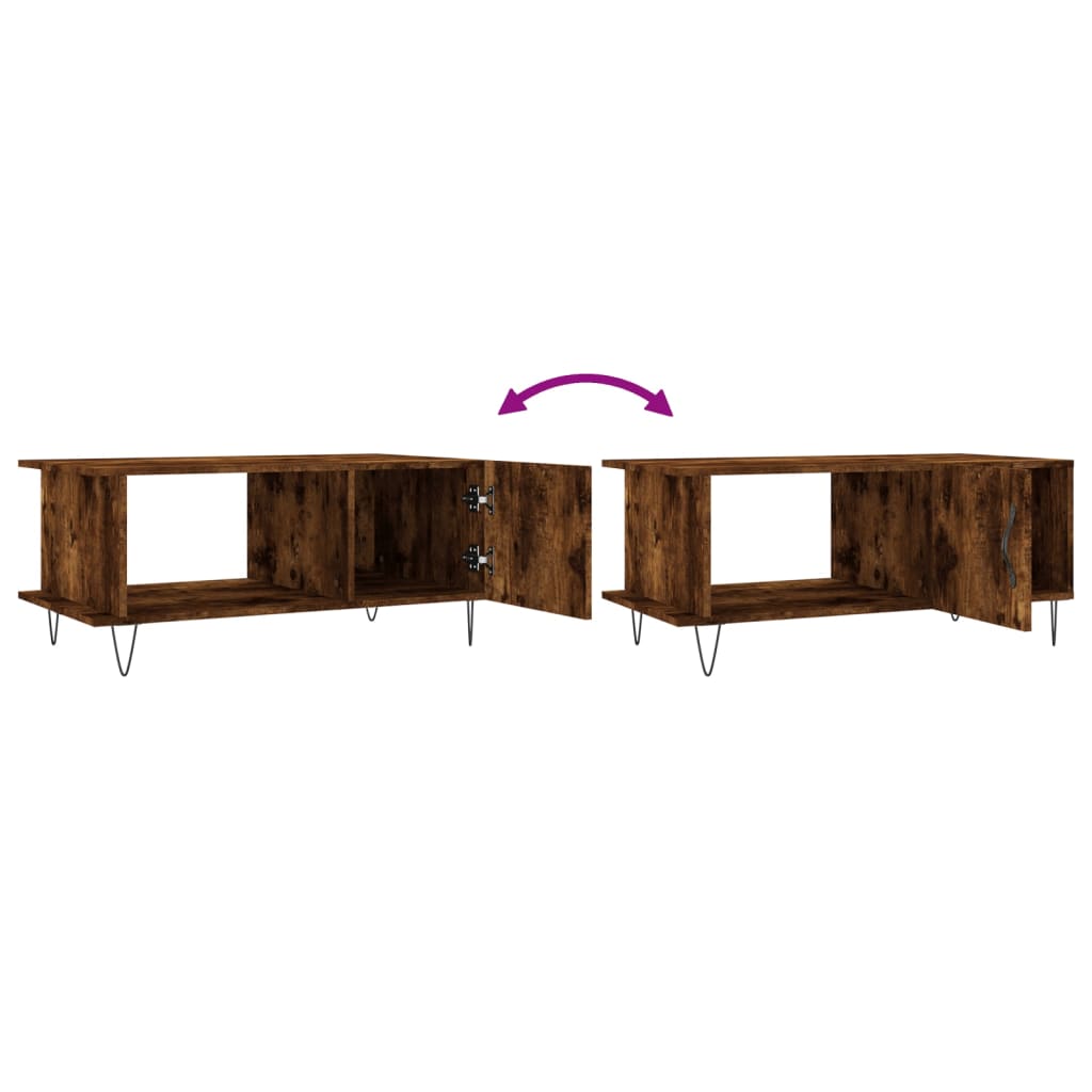 Table basse chêne fumé 90x50x40 cm bois d'ingénierie - XIOS