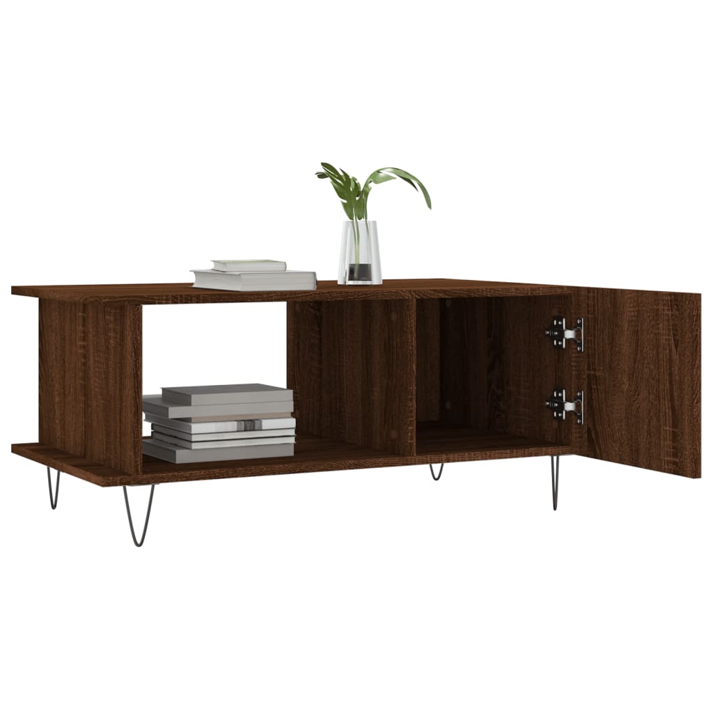 Table basse chêne marron 90x50x40 cm bois d'ingénierie - XIOS