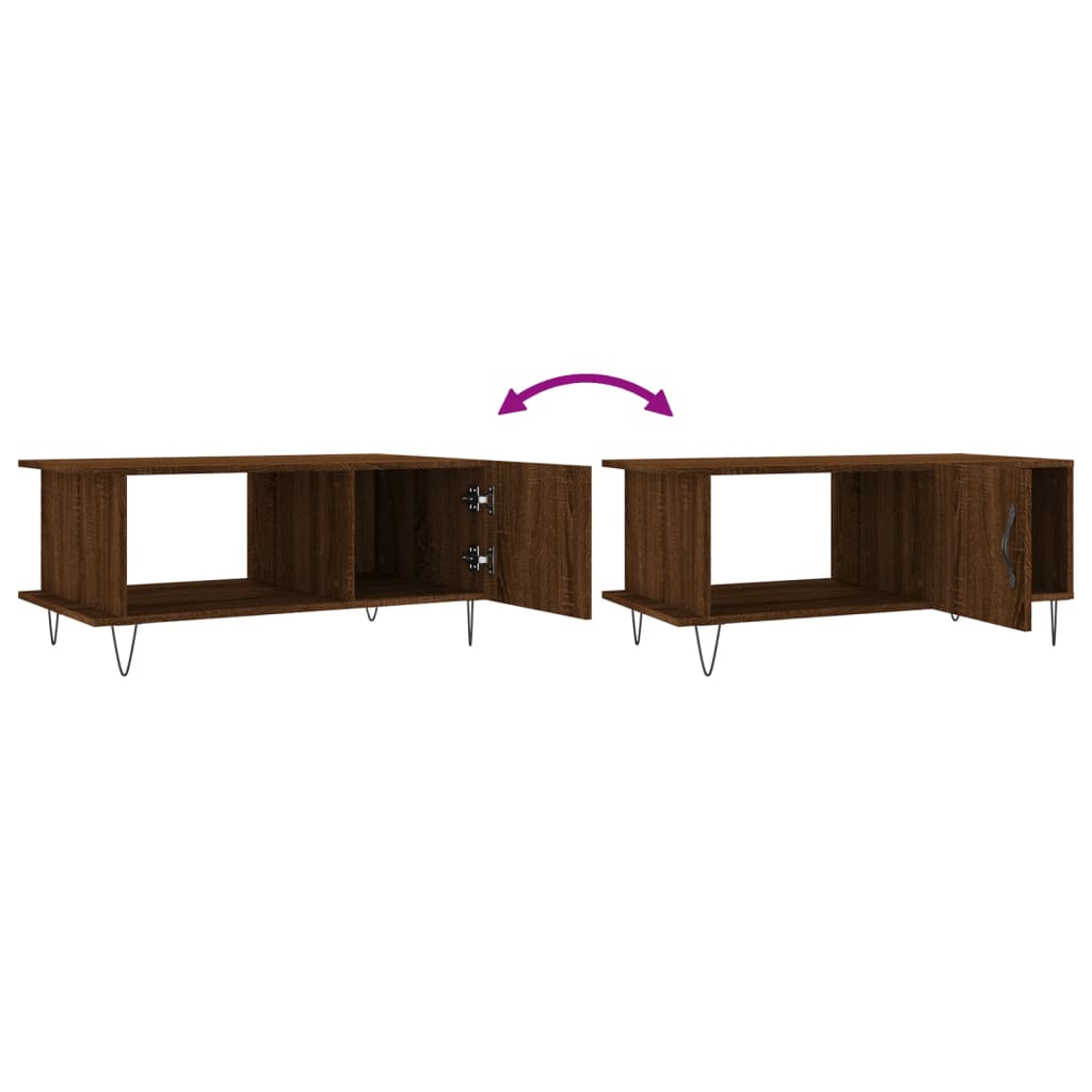 Table basse chêne marron 90x50x40 cm bois d'ingénierie - XIOS