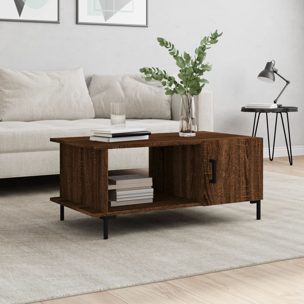 Table basse chêne marron 90x50x40 cm bois d'ingénierie - XIOS