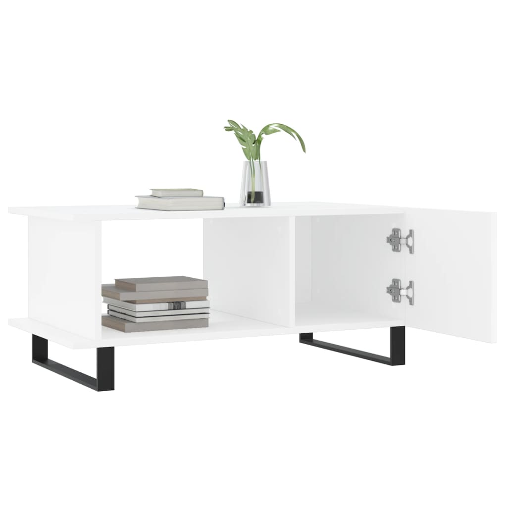 Table basse blanc 90x50x40 cm bois d'ingénierie - XIOS