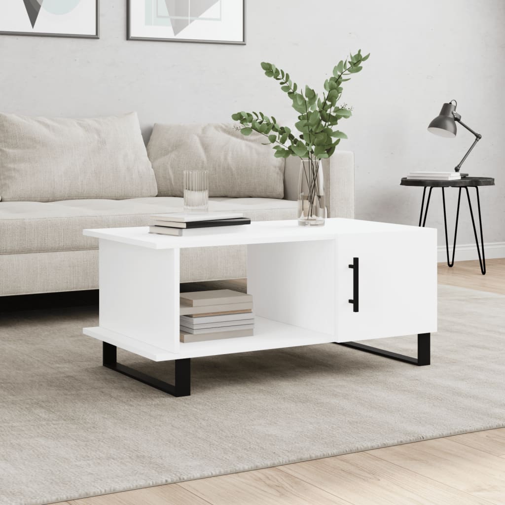 Table basse blanc 90x50x40 cm bois d'ingénierie - XIOS