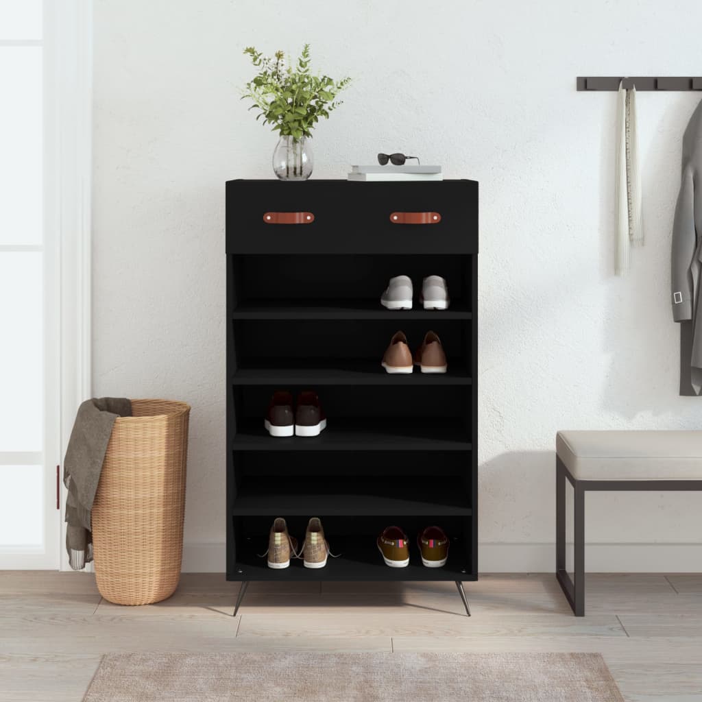 Armoire à chaussures noir 60x35x105 cm bois d'ingénierie - XIOS