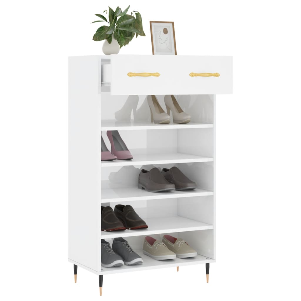 Armoire à chaussure Blanc brillant 60x35x105 cm Bois ingénierie Armoires & meubles de rangement vidaXL