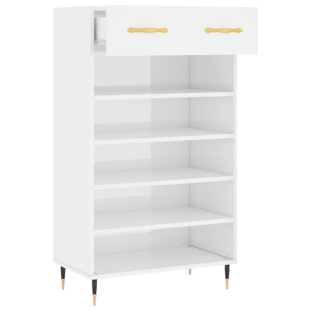 Armoire à chaussure Blanc brillant 60x35x105 cm Bois ingénierie Armoires & meubles de rangement vidaXL