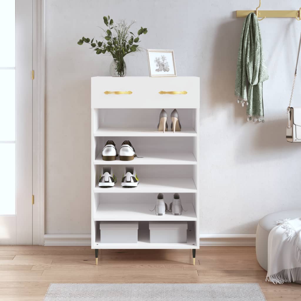 Armoire à chaussure Blanc brillant 60x35x105 cm Bois ingénierie Armoires & meubles de rangement vidaXL