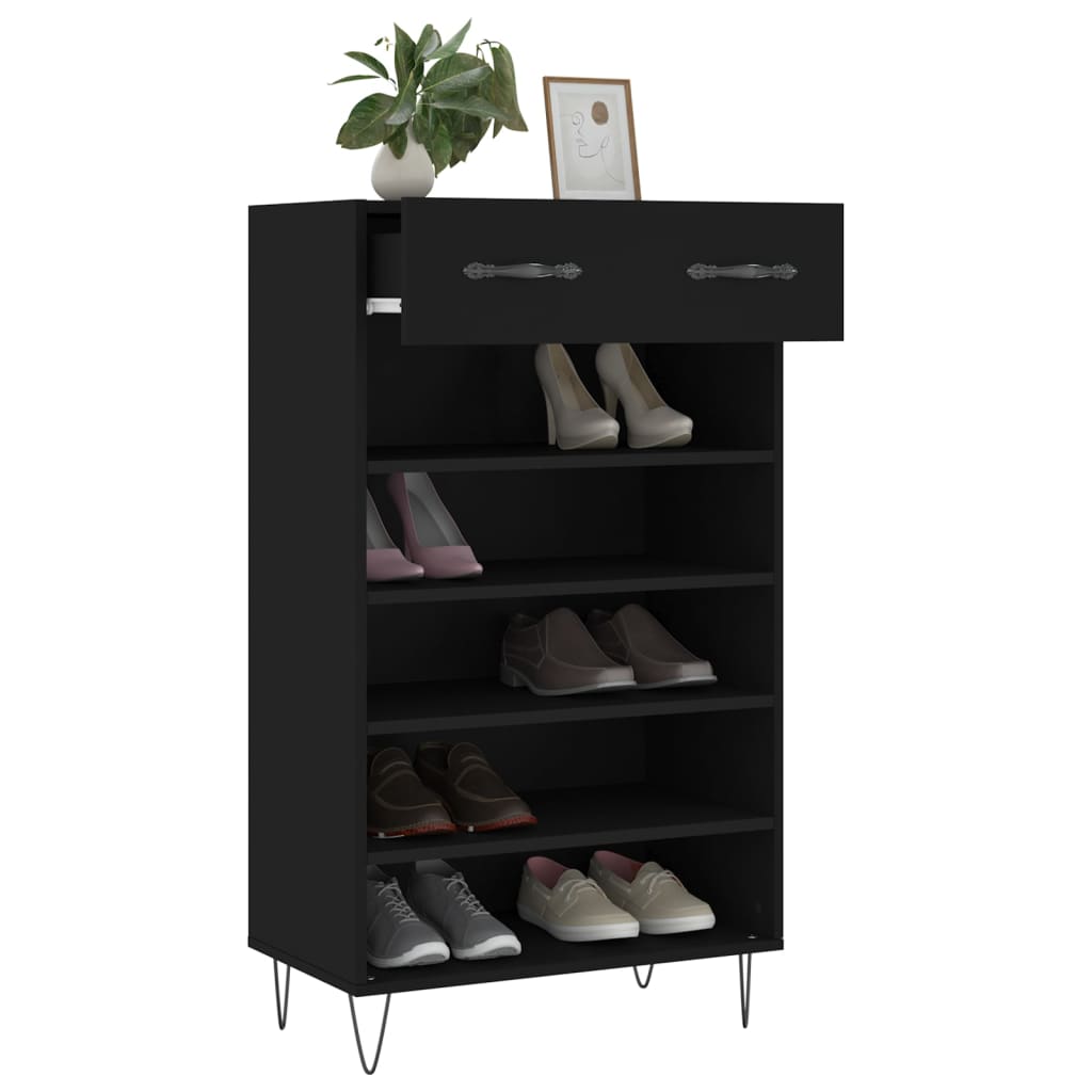 Armoire à chaussures noir 60x35x105 cm bois d'ingénierie - XIOS