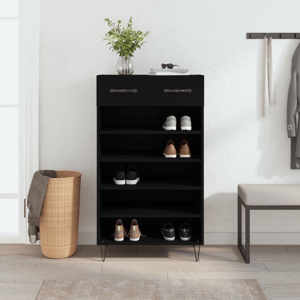 Armoire à chaussures noir 60x35x105 cm bois d'ingénierie - XIOS