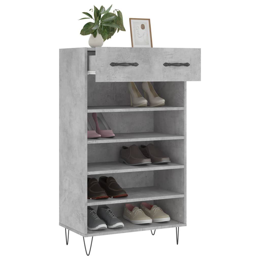 Armoire à chaussures gris béton 60x35x105 cm bois d'ingénierie Armoires & meubles de rangement vidaXL