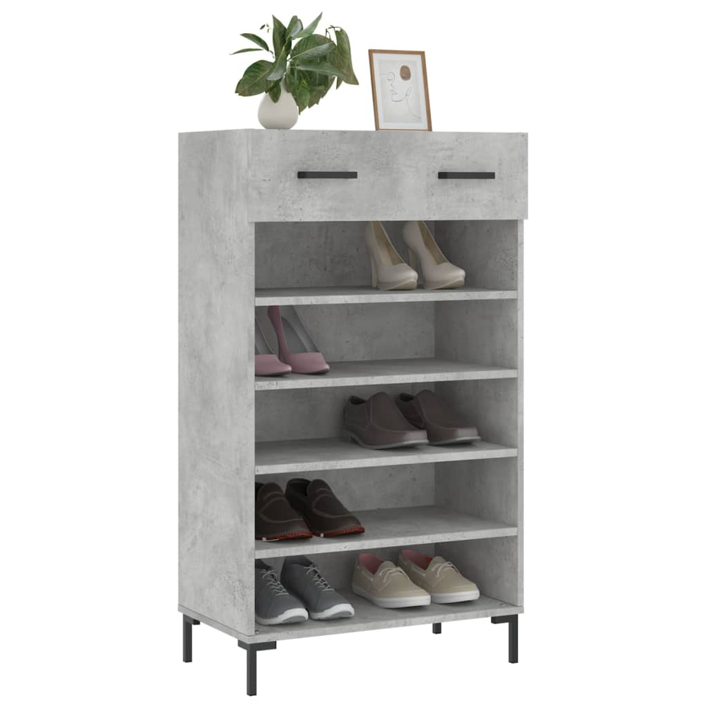Armoire à chaussures gris béton 60x35x105 cm bois d'ingénierie - XIOS