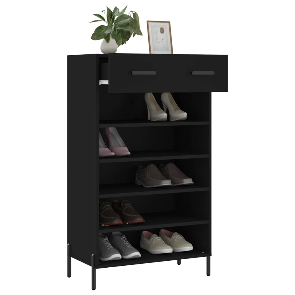 Armoire à chaussures noir 60x35x105 cm bois d'ingénierie - XIOS