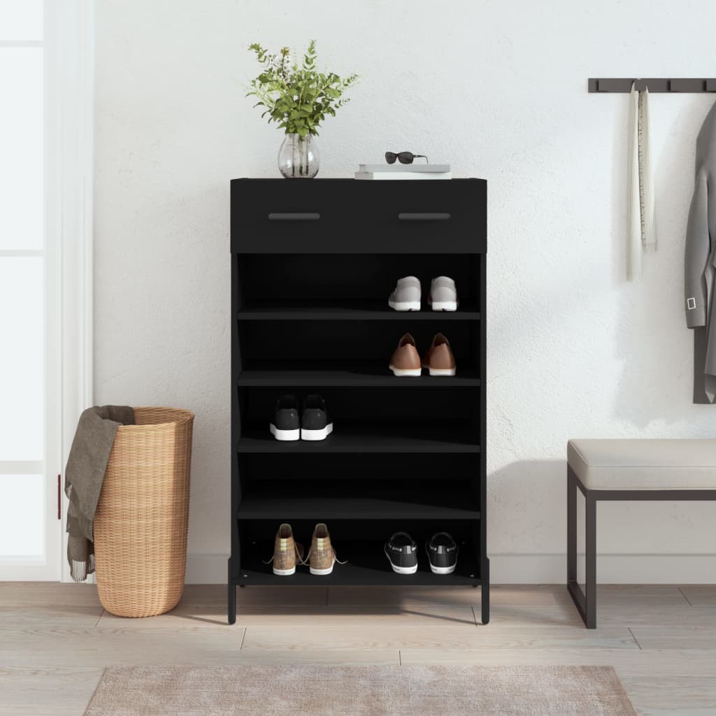 Armoire à chaussures noir 60x35x105 cm bois d'ingénierie - XIOS