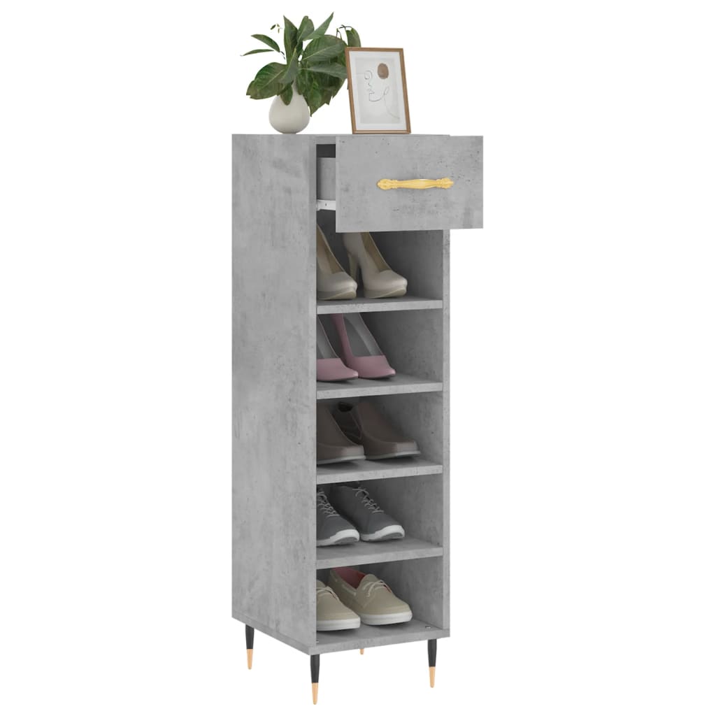 Armoire à chaussures gris béton 30x35x105 cm bois d'ingénierie - XIOS