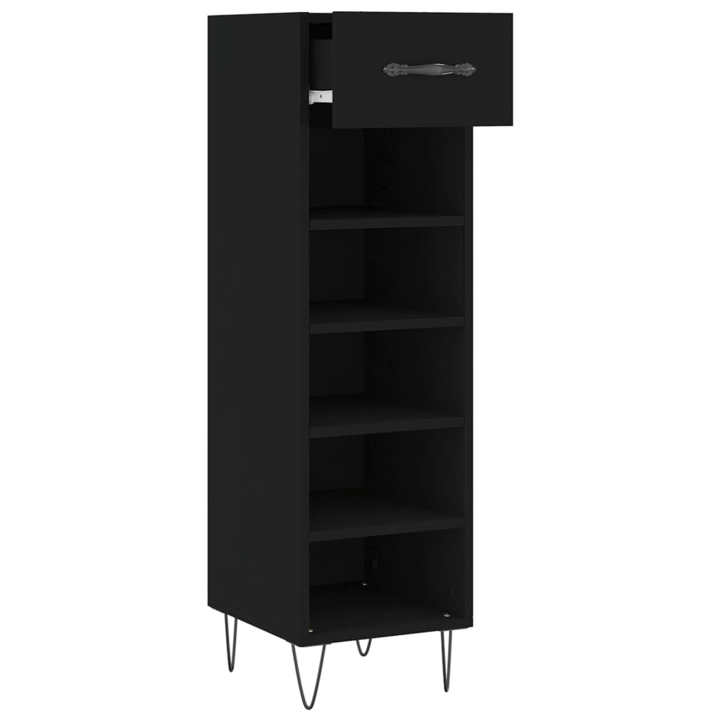 Armoire à chaussures noir 30x35x105 cm bois d'ingénierie - XIOS
