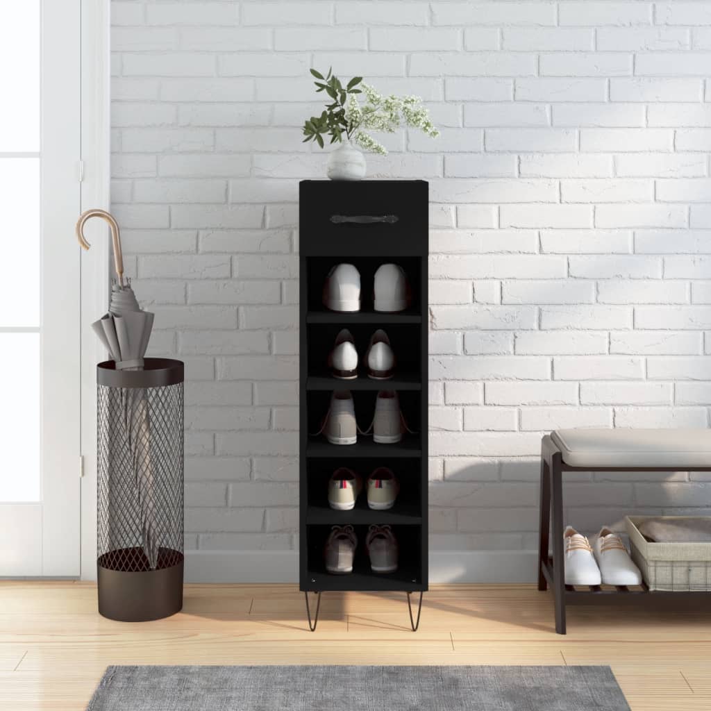 Armoire à chaussures noir 30x35x105 cm bois d'ingénierie - XIOS