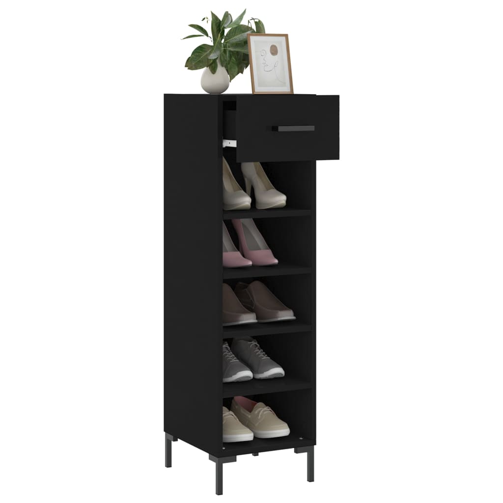 Armoire à chaussures noir 30x35x105 cm bois d'ingénierie Armoires & meubles de rangement vidaXL