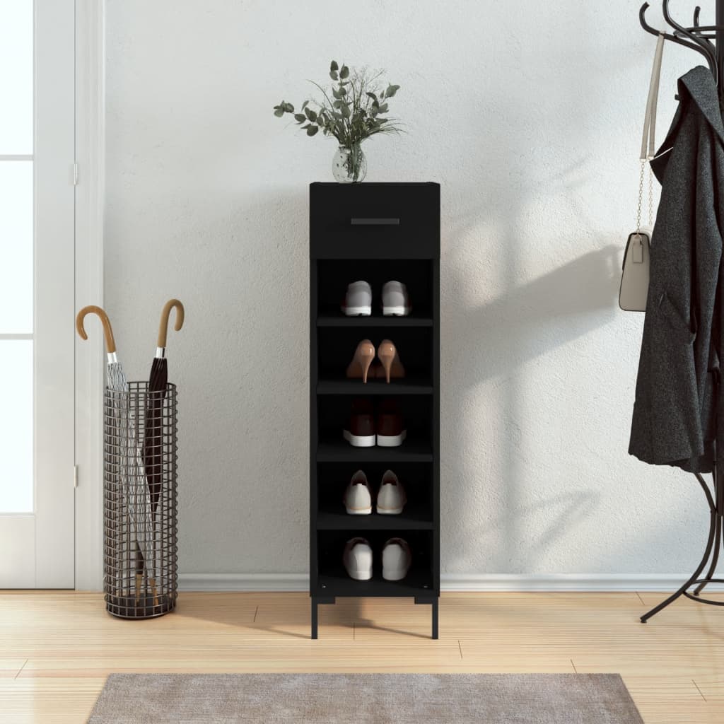 Armoire à chaussures noir 30x35x105 cm bois d'ingénierie Armoires & meubles de rangement vidaXL