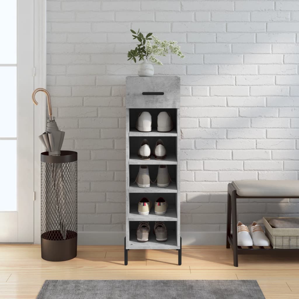 Armoire à chaussures gris béton 30x35x105 cm bois d'ingénierie Armoires & meubles de rangement vidaXL