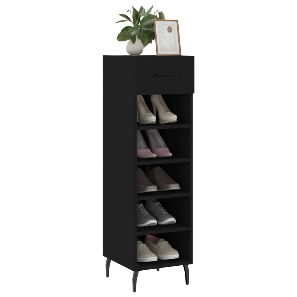 Armoire à chaussures noir 30x35x105 cm bois d'ingénierie Armoires & meubles de rangement vidaXL