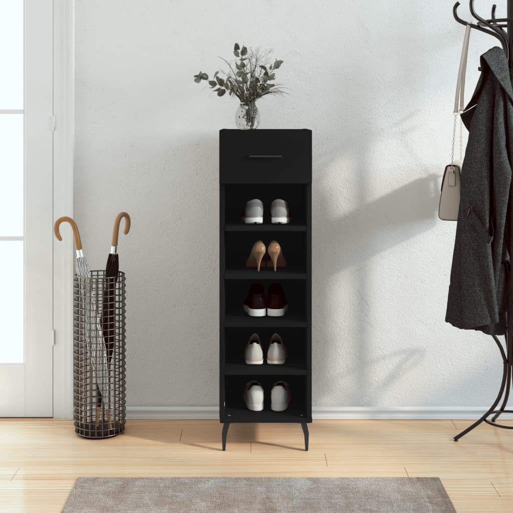 Armoire à chaussures noir 30x35x105 cm bois d'ingénierie Armoires & meubles de rangement vidaXL