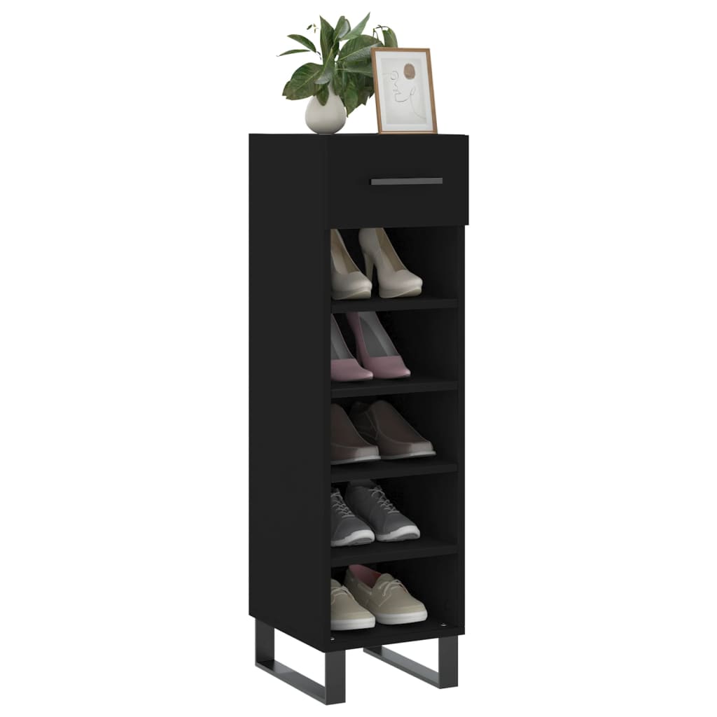 Armoire à chaussures noir 30x35x105 cm bois d'ingénierie - XIOS