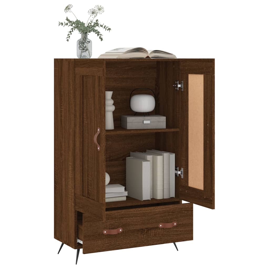 Buffet haut chêne marron 69,5x31x115 cm bois d'ingénierie - XIOS