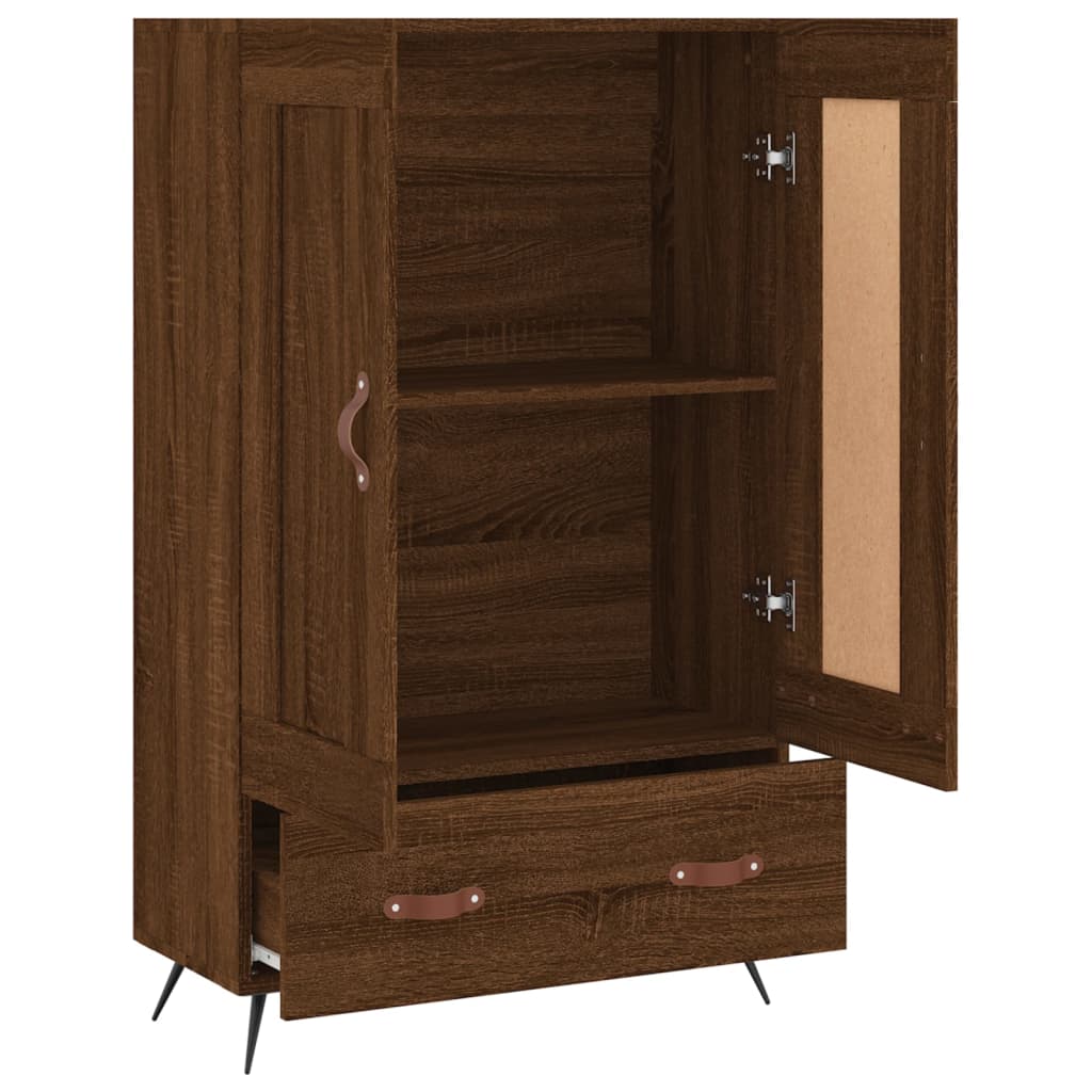 Buffet haut chêne marron 69,5x31x115 cm bois d'ingénierie - XIOS