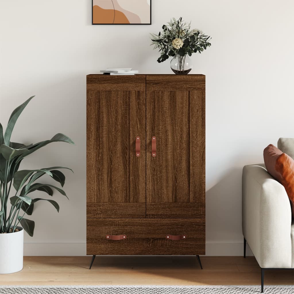 Buffet haut chêne marron 69,5x31x115 cm bois d'ingénierie - XIOS