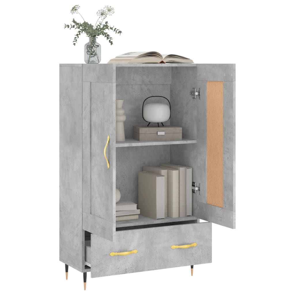 Buffet haut gris béton 69,5x31x115 cm bois d'ingénierie - XIOS