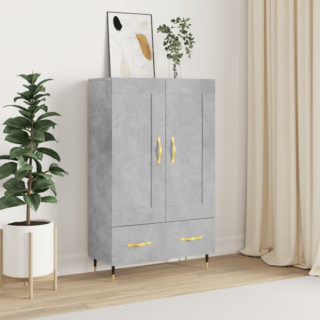 Buffet haut gris béton 69,5x31x115 cm bois d'ingénierie - XIOS