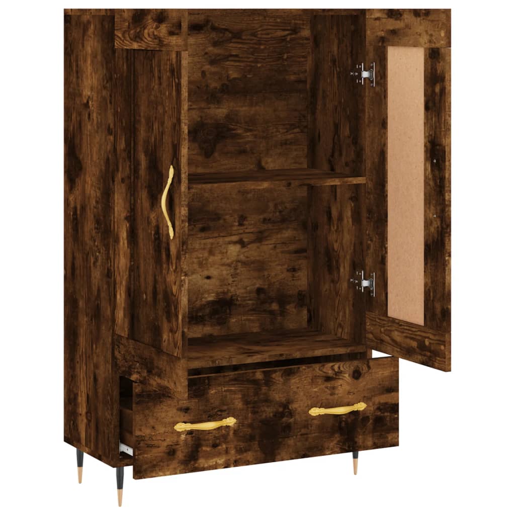 Buffet haut chêne fumé 69,5x31x115 cm bois d'ingénierie - XIOS