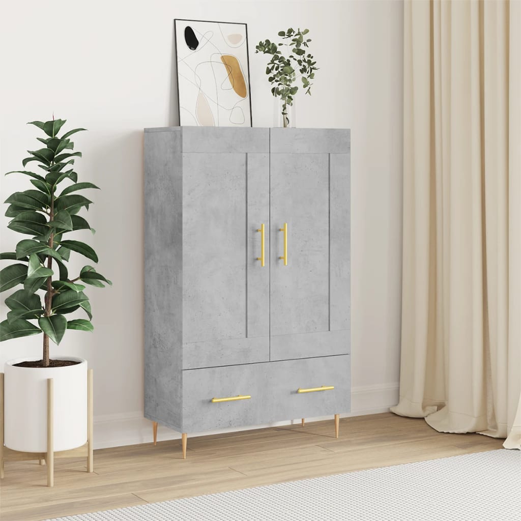 Buffet haut gris béton 69,5x31x115 cm bois d'ingénierie - XIOS