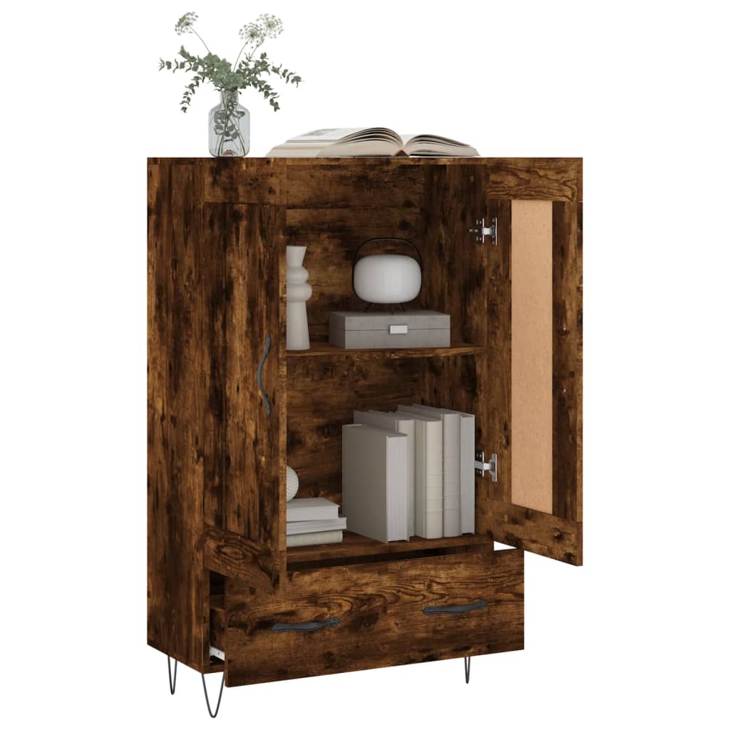 Buffet haut chêne fumé 69,5x31x115 cm bois d'ingénierie - XIOS
