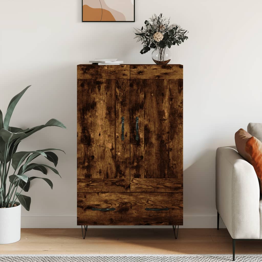 Buffet haut chêne fumé 69,5x31x115 cm bois d'ingénierie - XIOS