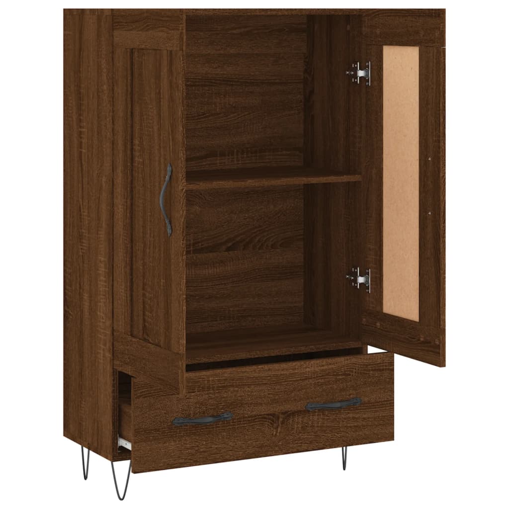 Buffet haut chêne marron 69,5x31x115 cm bois d'ingénierie - XIOS