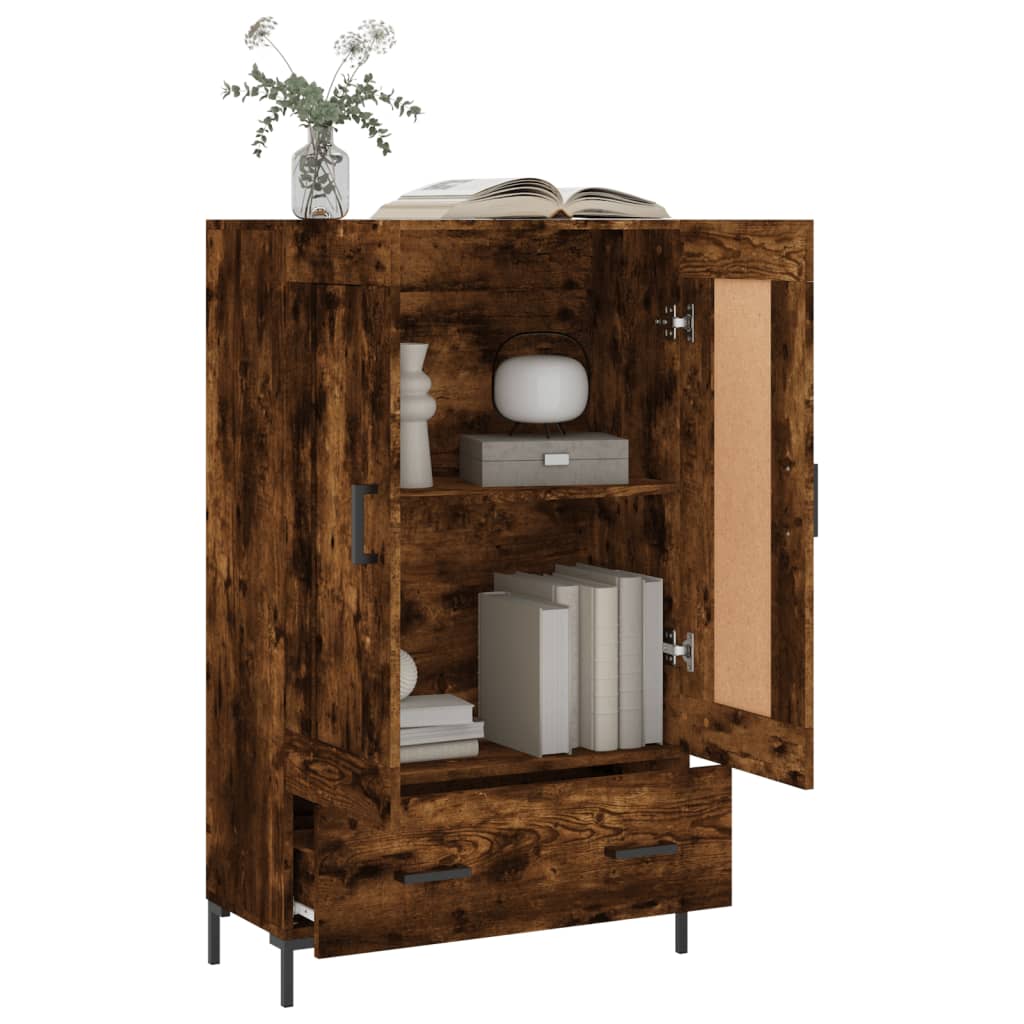 Buffet haut chêne fumé 69,5x31x115 cm bois d'ingénierie - XIOS