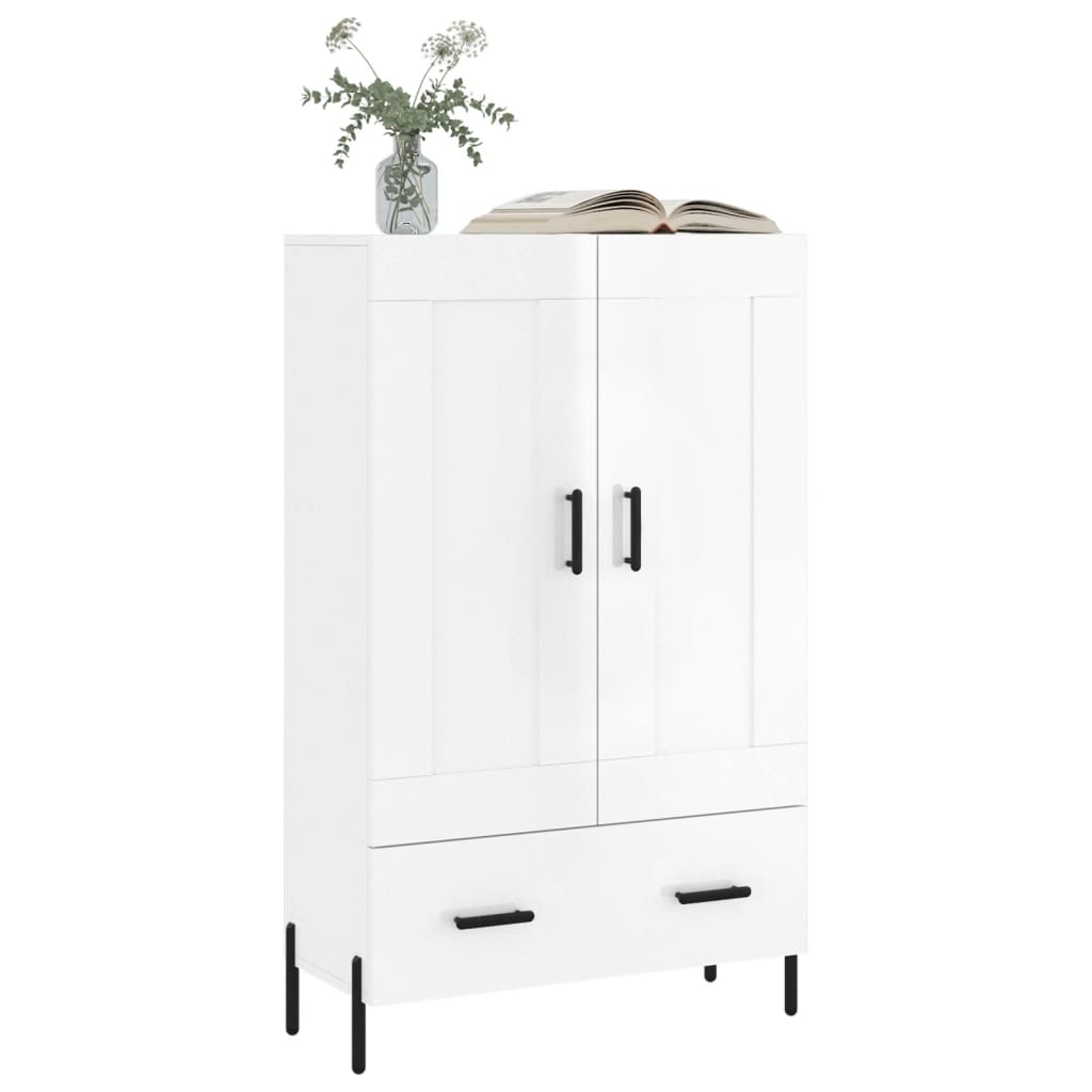 Buffet haut blanc brillant 69,5x31x115 cm bois d'ingénierie - XIOS