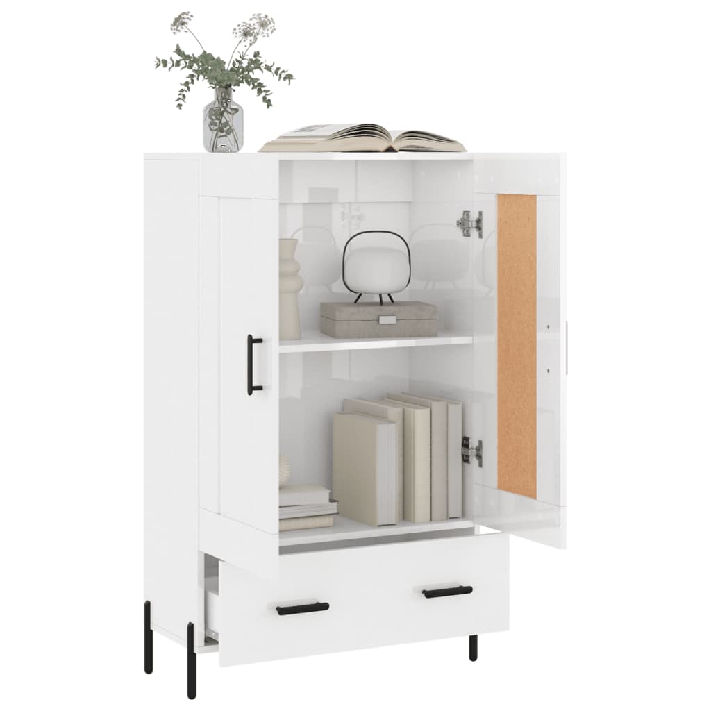 Buffet haut blanc brillant 69,5x31x115 cm bois d'ingénierie - XIOS