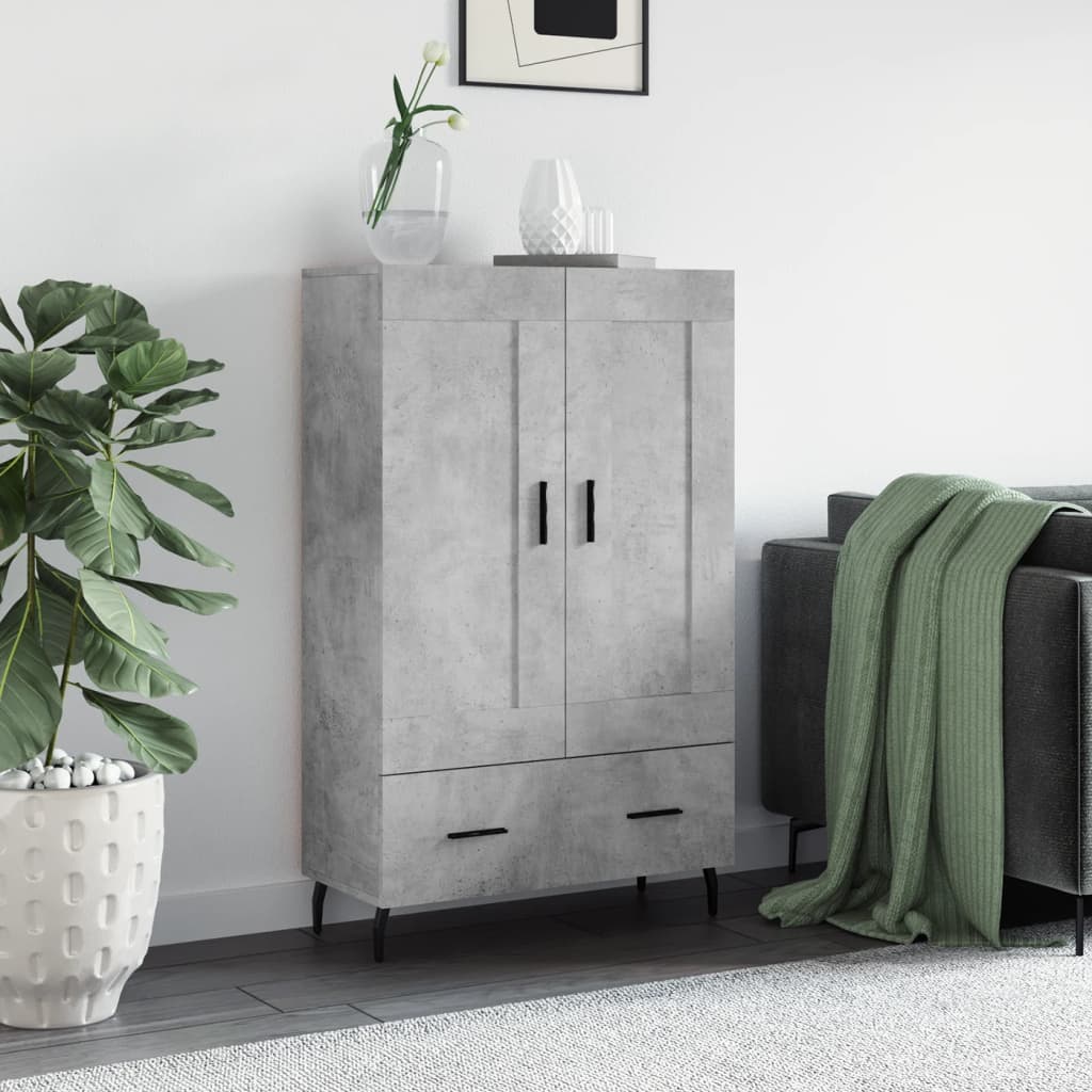 Buffet haut gris béton 69,5x31x115 cm bois d'ingénierie - XIOS