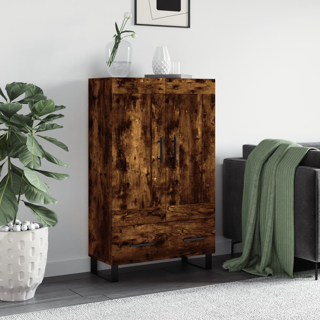 Buffet haut chêne fumé 69,5x31x115 cm bois d'ingénierie - XIOS